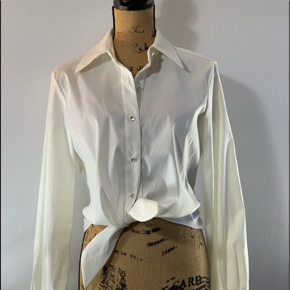 White formal long sleeve, button up, cuffed, sleeves - Picture 10 of 11